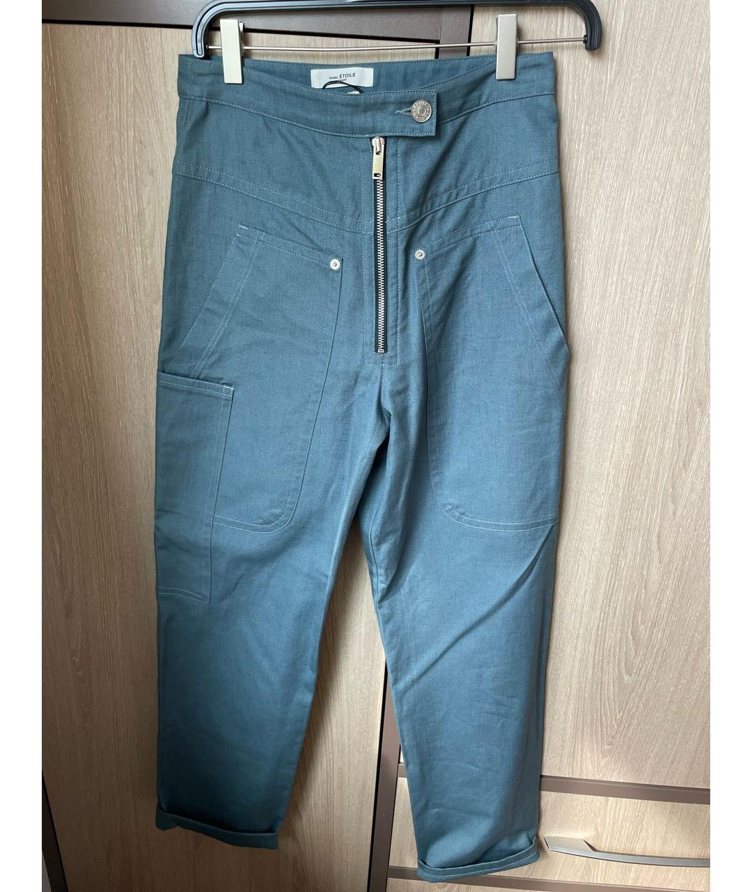 ISABEL MARANT ETOILE Синие хлопковые прямые брюки, фото 5