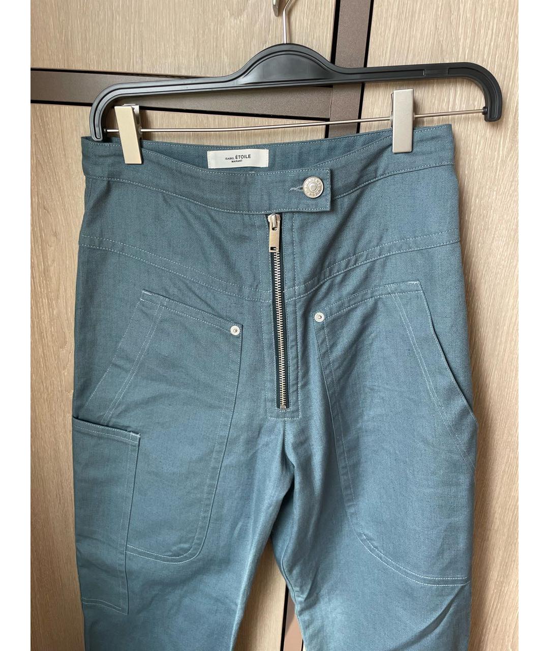 ISABEL MARANT ETOILE Синие хлопковые прямые брюки, фото 3