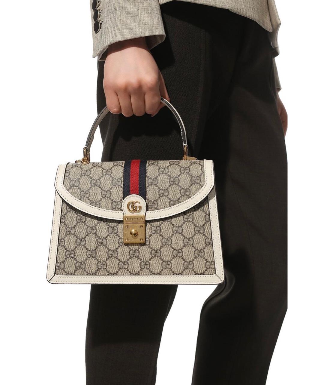 GUCCI Бежевая кожаная сумка через плечо, фото 3