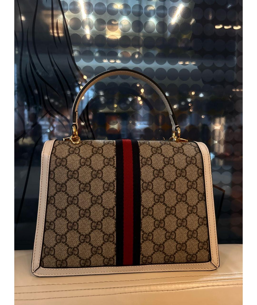 GUCCI Бежевая кожаная сумка через плечо, фото 5