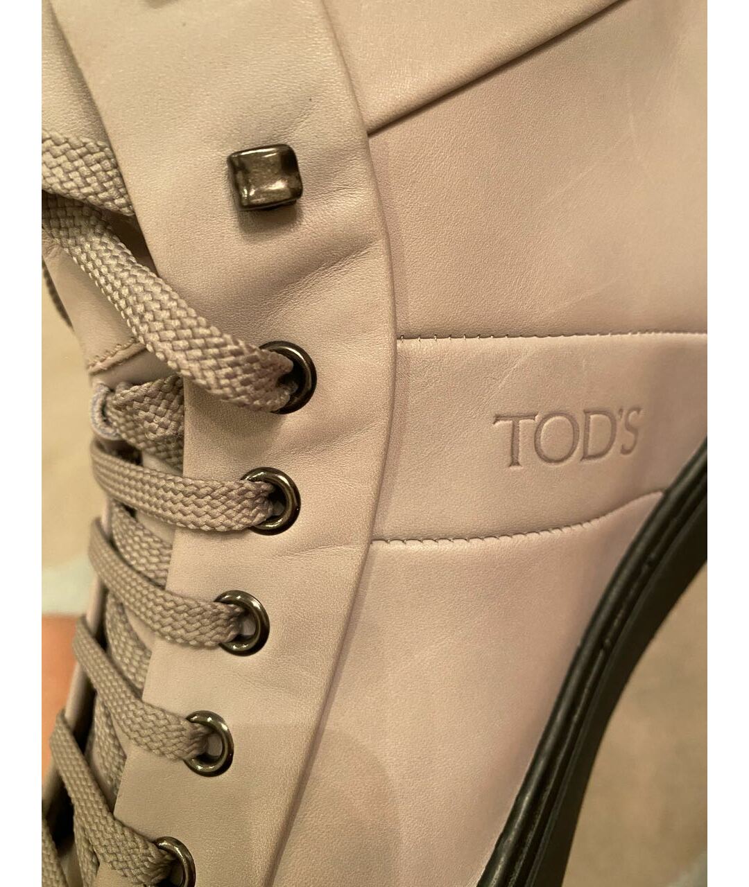 TOD'S Серые кожаные высокие ботинки, фото 6