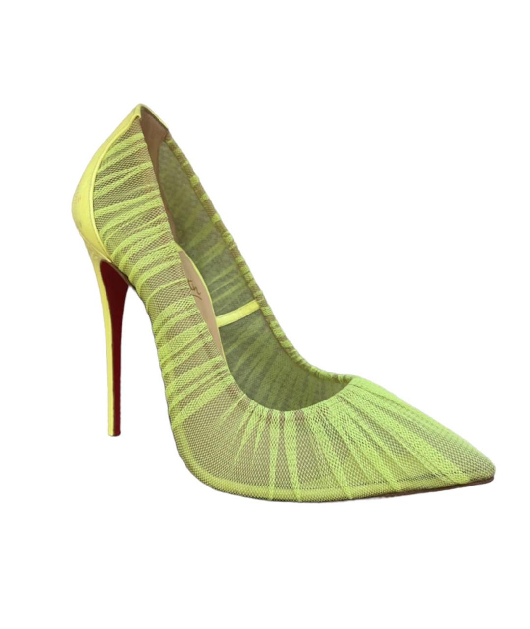 CHRISTIAN LOUBOUTIN Салатовые текстильные туфли, фото 1