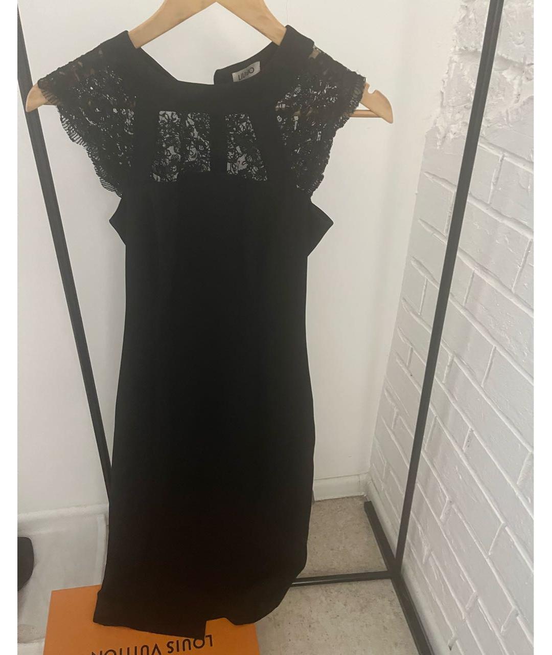 LIU JO Черное синтетическое вечернее платье, фото 4