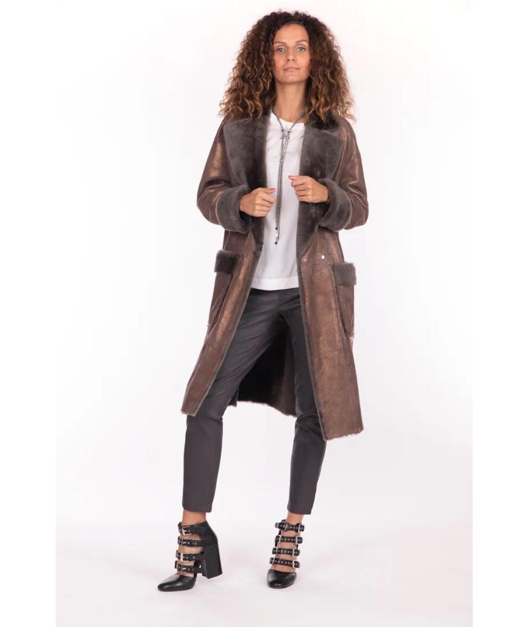 LORENA ANTONIAZZI Коричневая меховая дубленка, фото 5