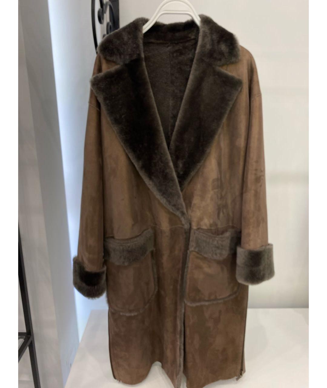 LORENA ANTONIAZZI Коричневая меховая дубленка, фото 6