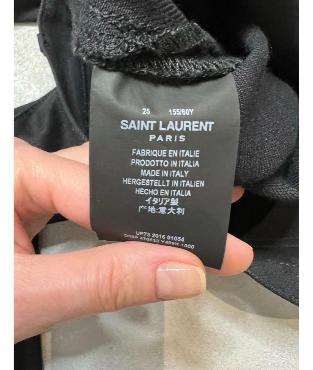 SAINT LAURENT Черные хлопковые джинсы слим, фото 3