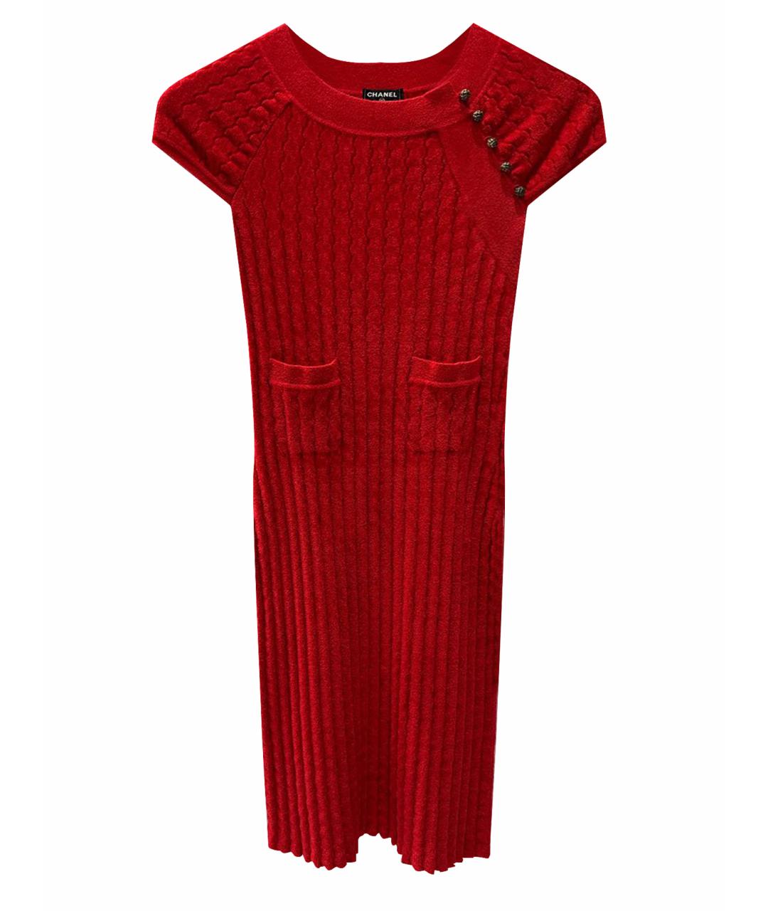 CHANEL Красное велюровое коктейльное платье, фото 1