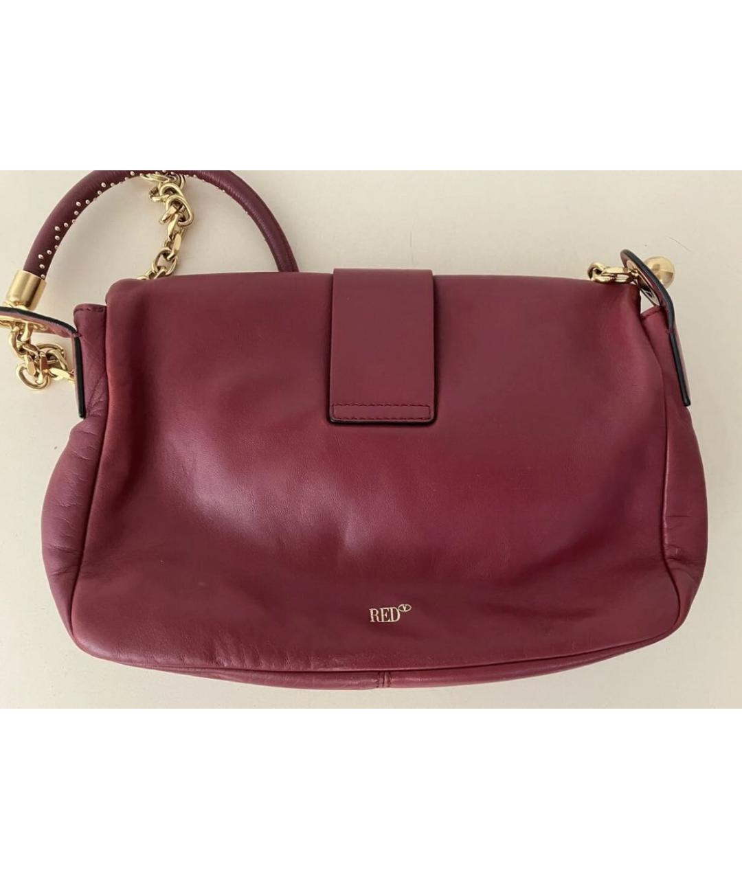 RED VALENTINO Бордовая кожаная сумка через плечо, фото 5