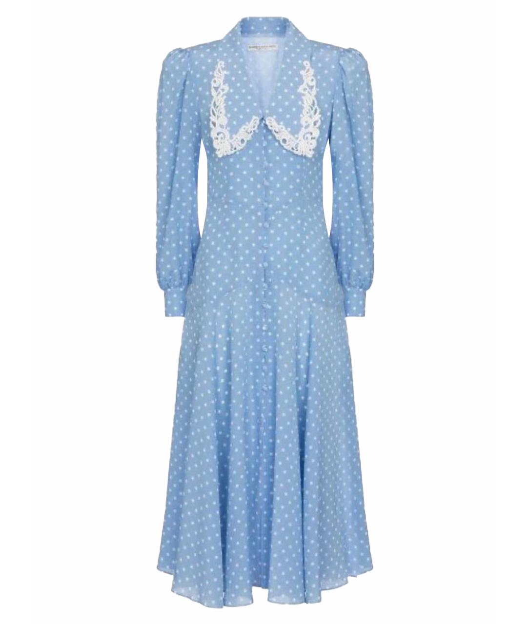ALESSANDRA RICH Голубое шелковое коктейльное платье, фото 1