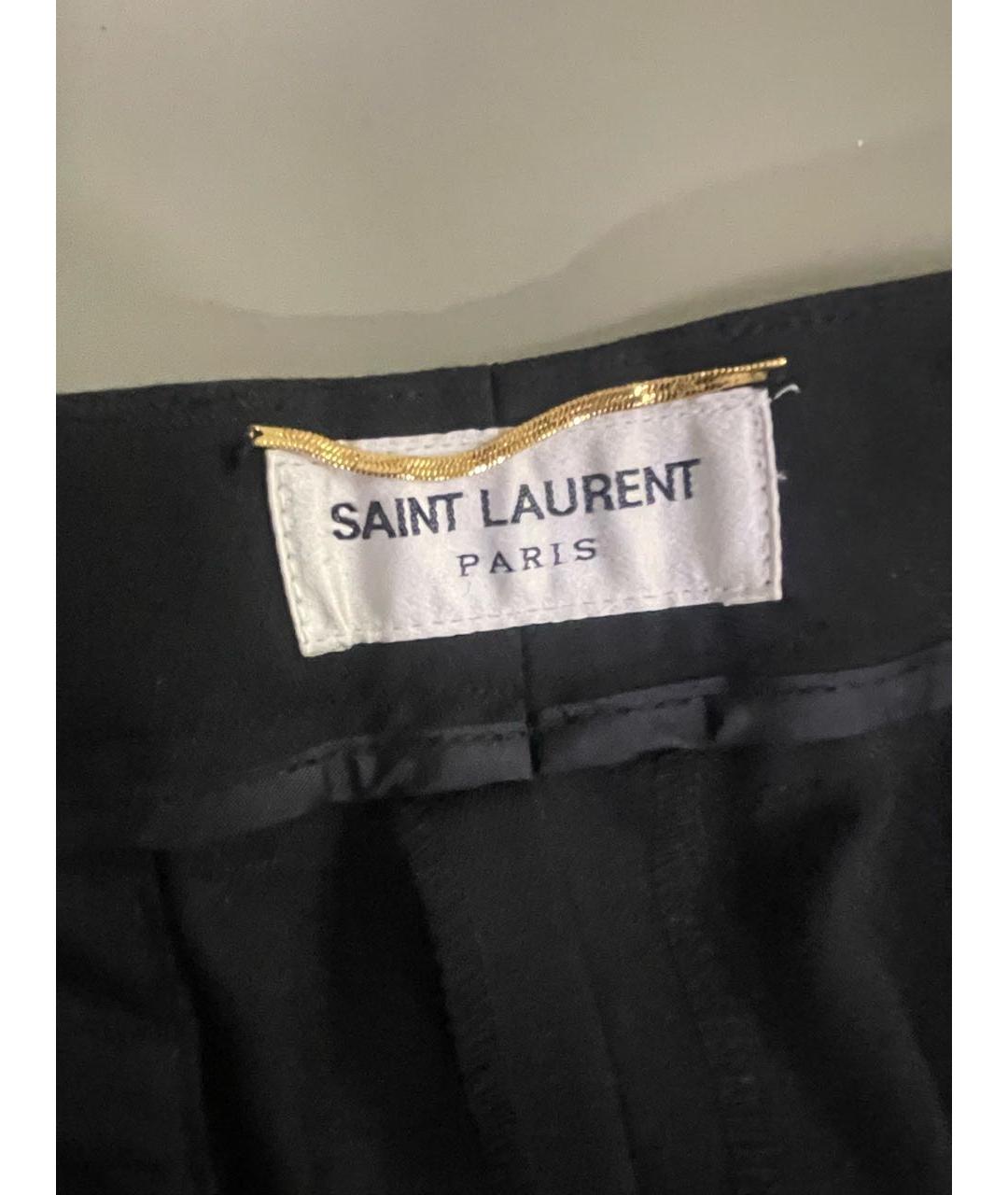 SAINT LAURENT Черные шерстяные прямые брюки, фото 5