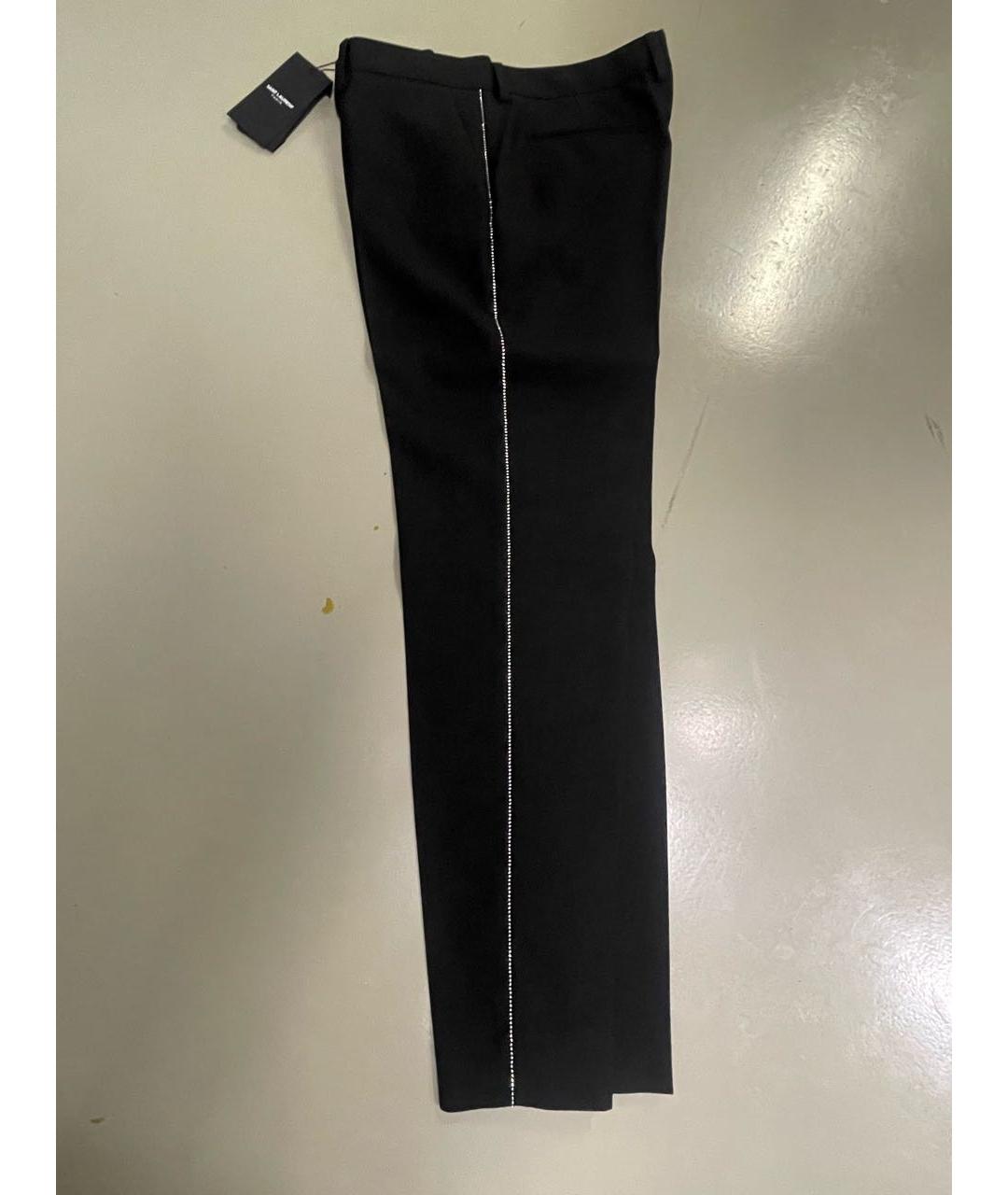 SAINT LAURENT Черные шерстяные прямые брюки, фото 2