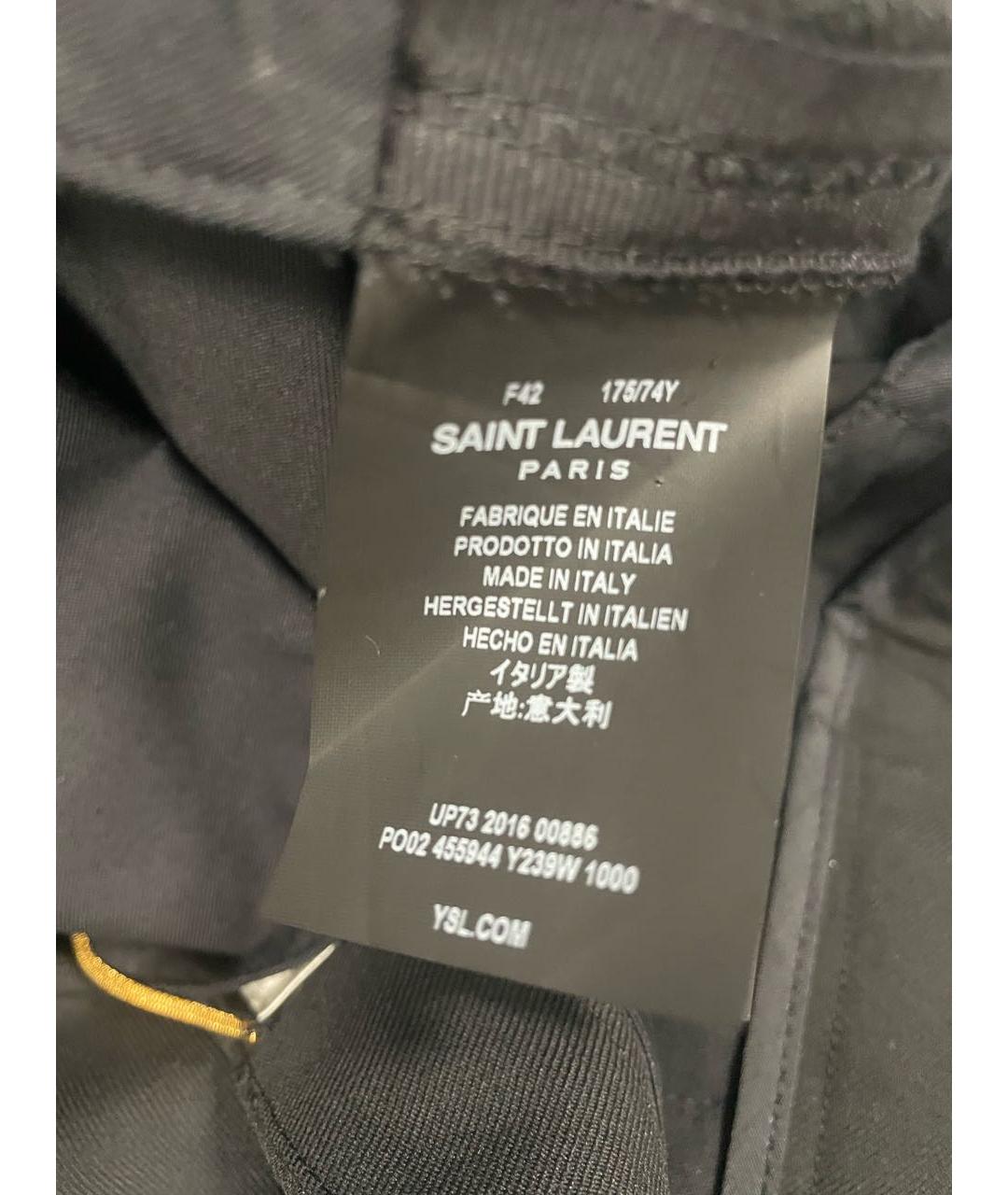 SAINT LAURENT Черные шерстяные прямые брюки, фото 7