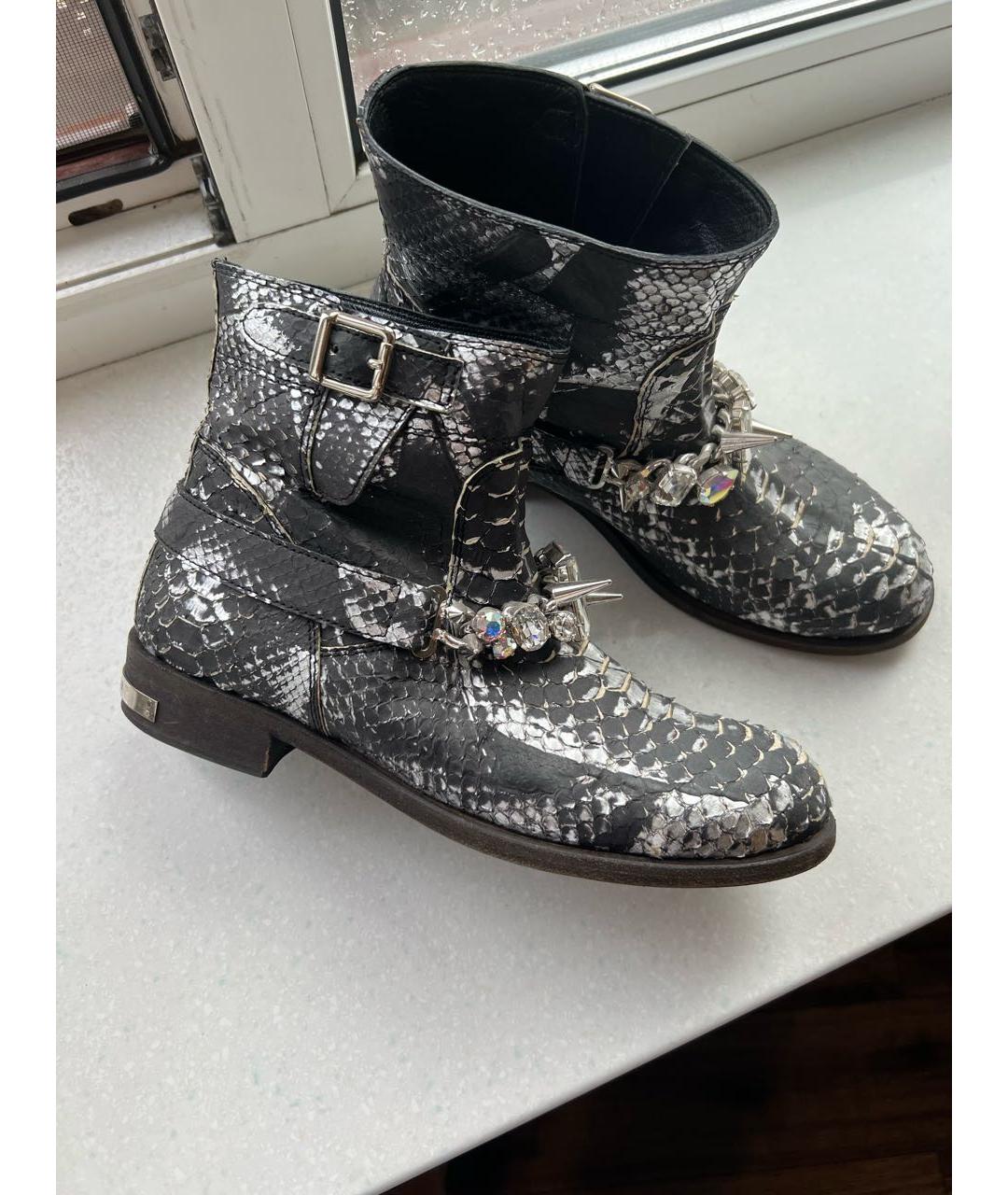 PHILIPP PLEIN Серебряные ботинки из экзотической кожи, фото 5