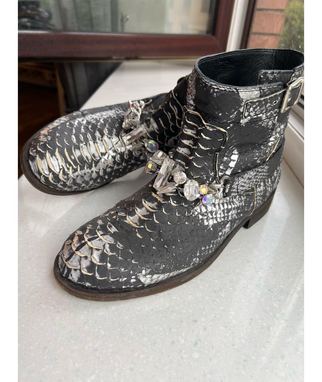 PHILIPP PLEIN Серебряные ботинки из экзотической кожи, фото 4