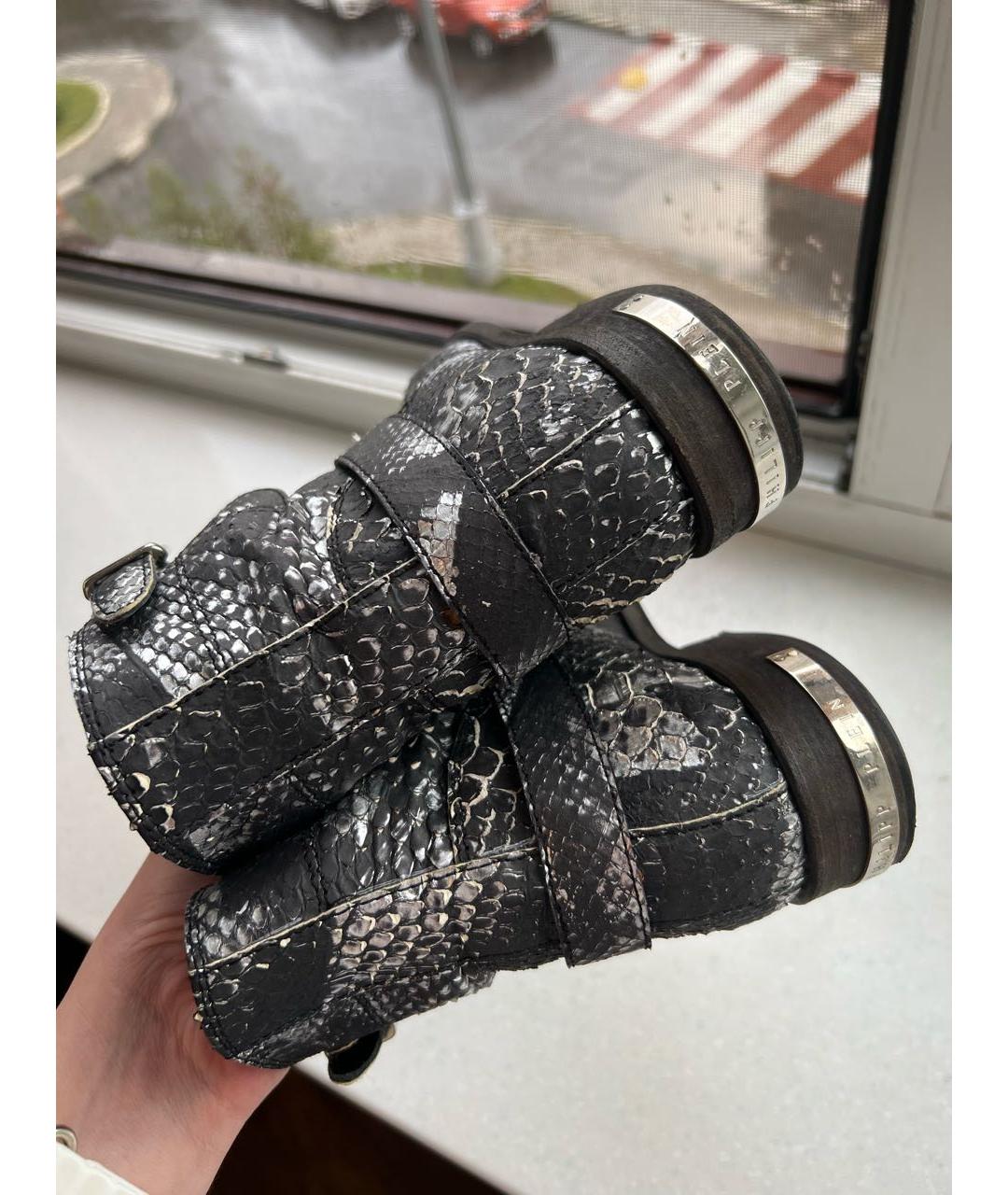 PHILIPP PLEIN Серебряные ботинки из экзотической кожи, фото 3