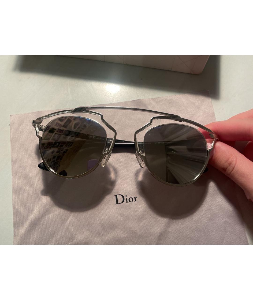 CHRISTIAN DIOR Серебряные пластиковые солнцезащитные очки, фото 8