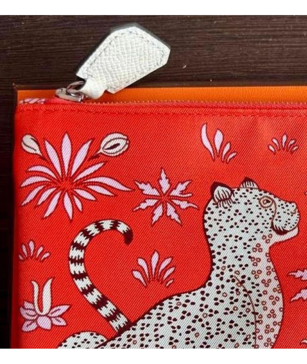 HERMES Красная шелковая косметичка, фото 2