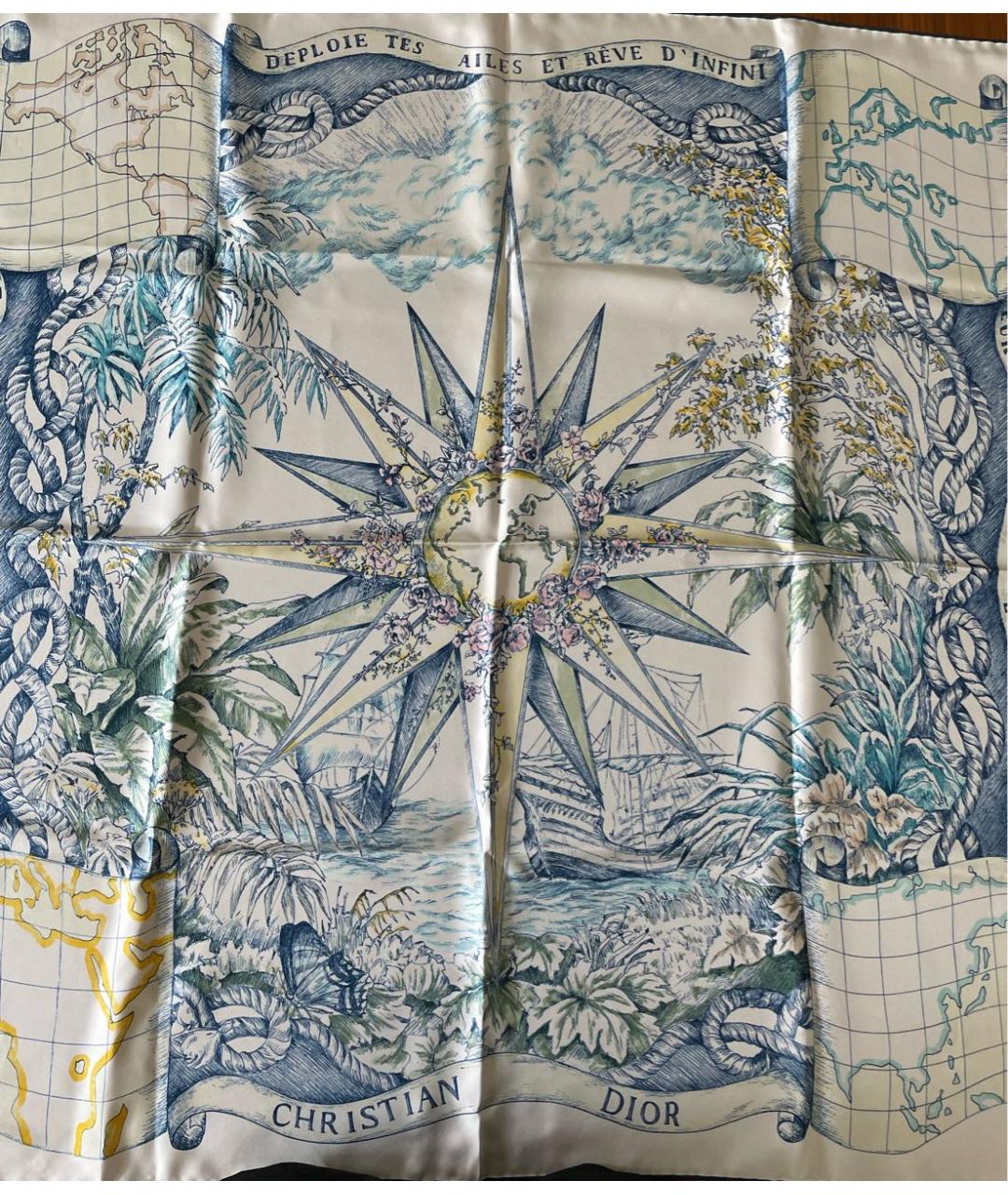CHRISTIAN DIOR PRE-OWNED Голубой шелковый платок, фото 9