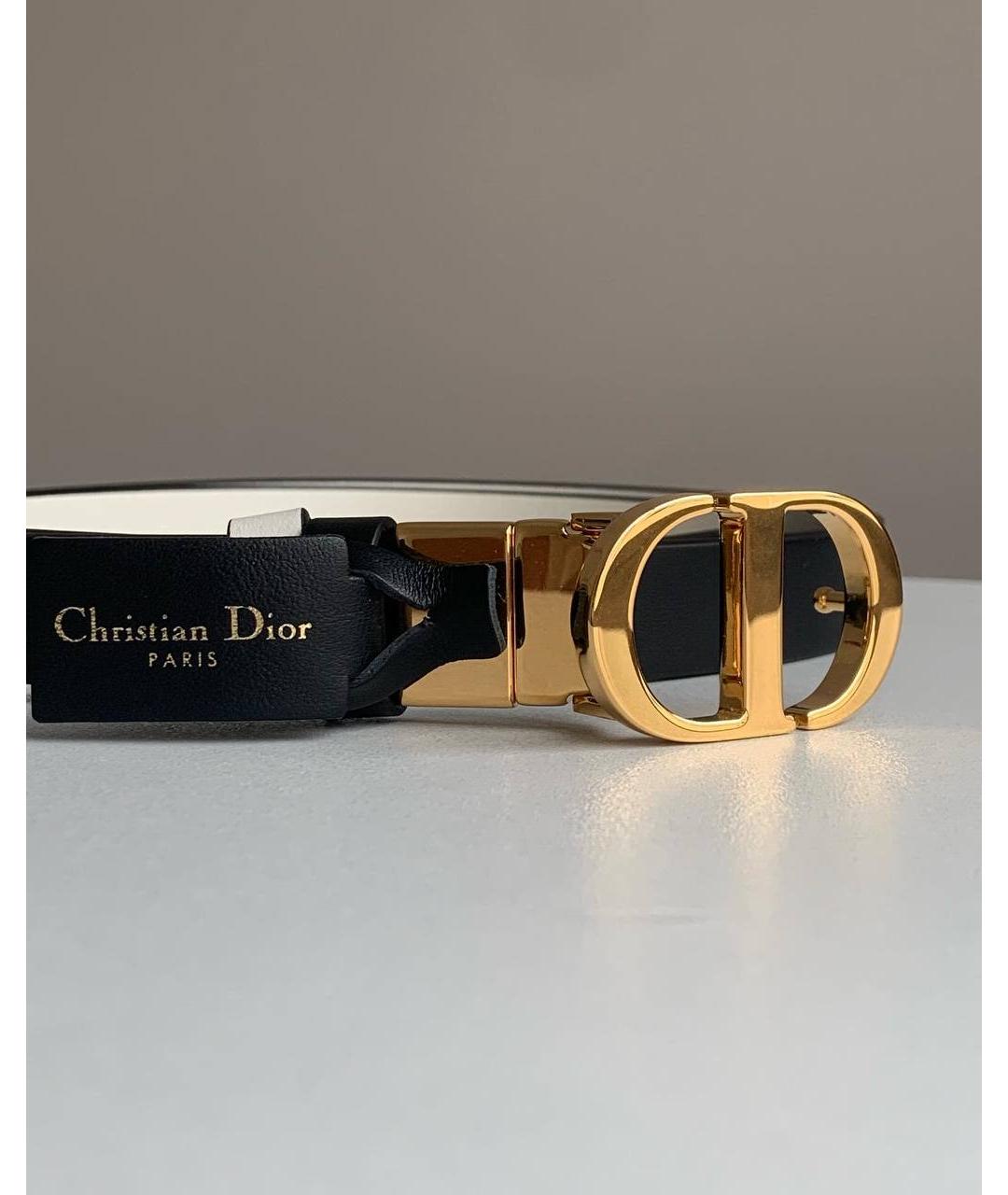 CHRISTIAN DIOR Черный кожаный ремень, фото 6