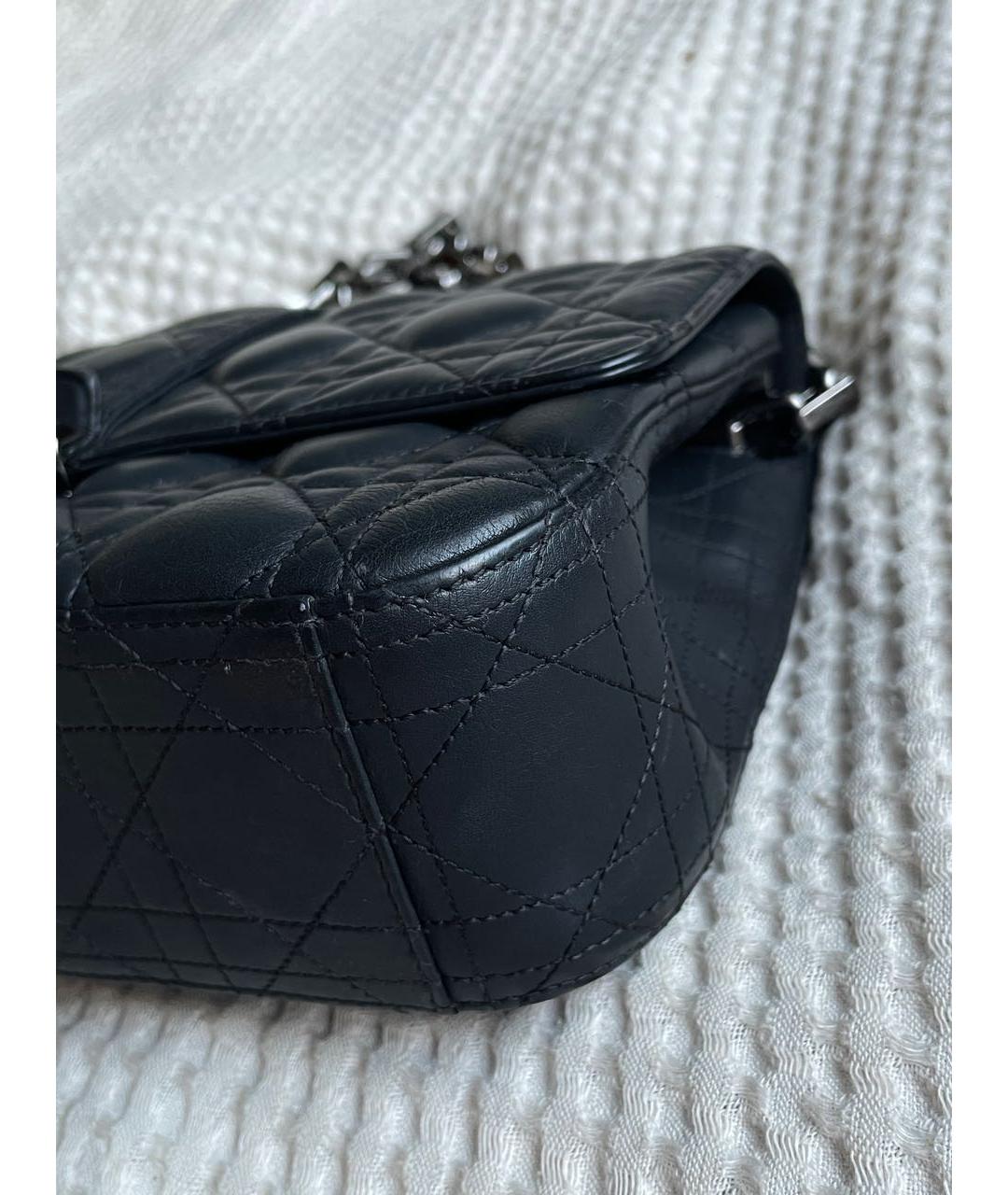 CHRISTIAN DIOR Черная кожаная сумка через плечо, фото 6