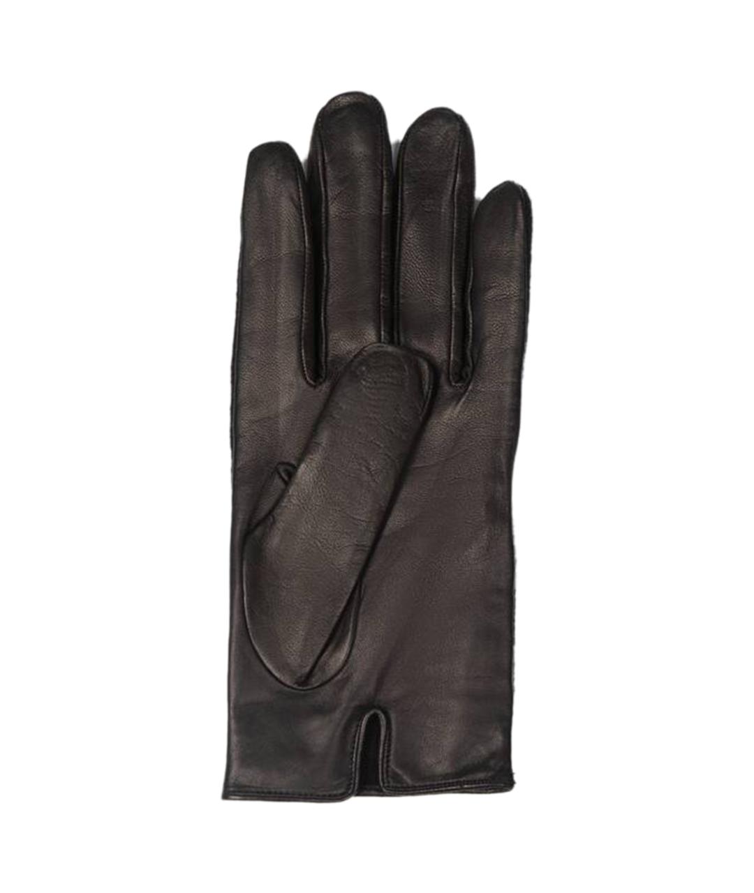 EMPORIO ARMANI Черные кожаные перчатки, фото 2