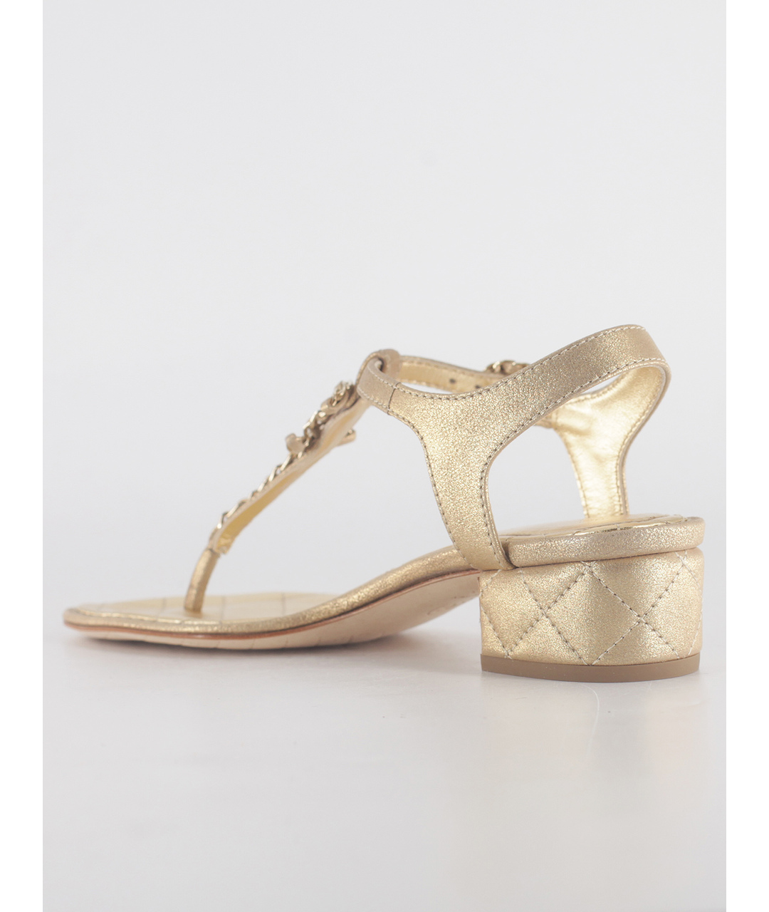 CHANEL PRE-OWNED Золотые кожаные сандалии, фото 3