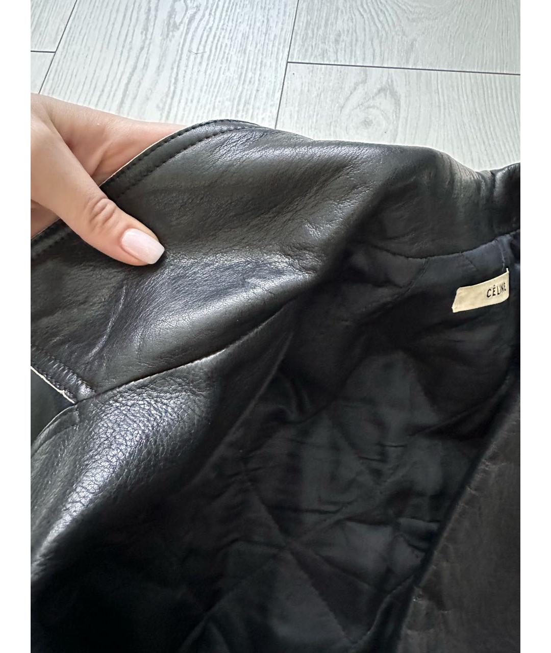 CELINE PRE-OWNED Черная кожаная куртка, фото 4