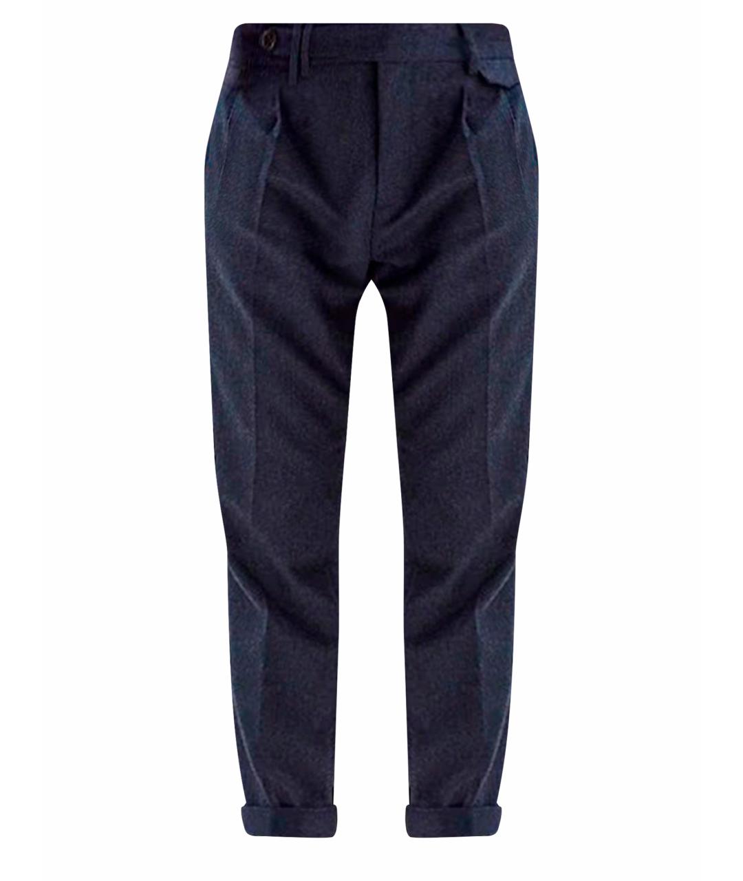 BRUNELLO CUCINELLI Синие шерстяные повседневные брюки, фото 1