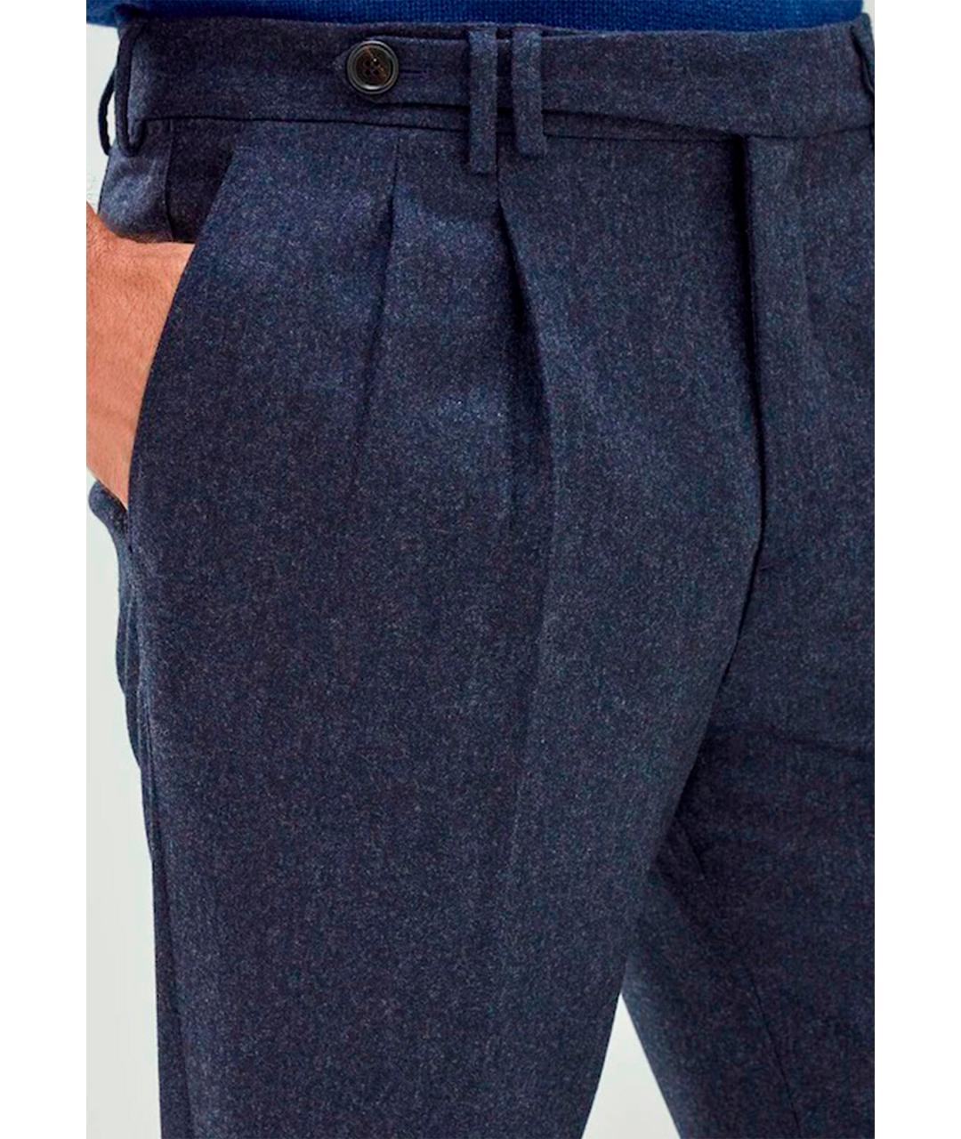 BRUNELLO CUCINELLI Синие шерстяные повседневные брюки, фото 4