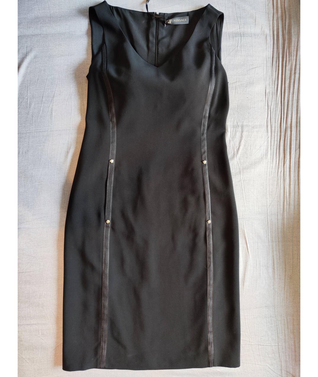 VERSACE Черное вискозное повседневное платье, фото 8