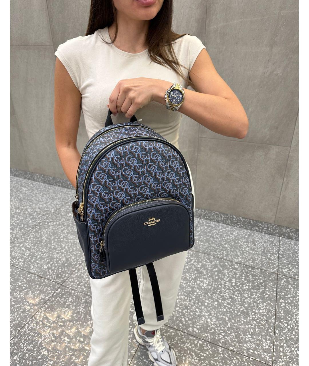 COACH Синий кожаный рюкзак, фото 5