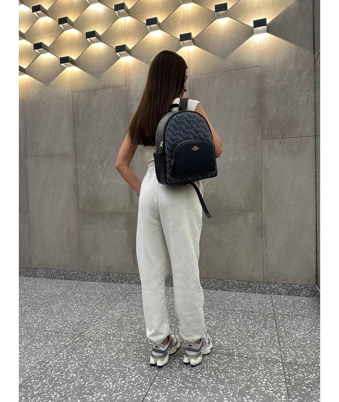 COACH Синий кожаный рюкзак, фото 4