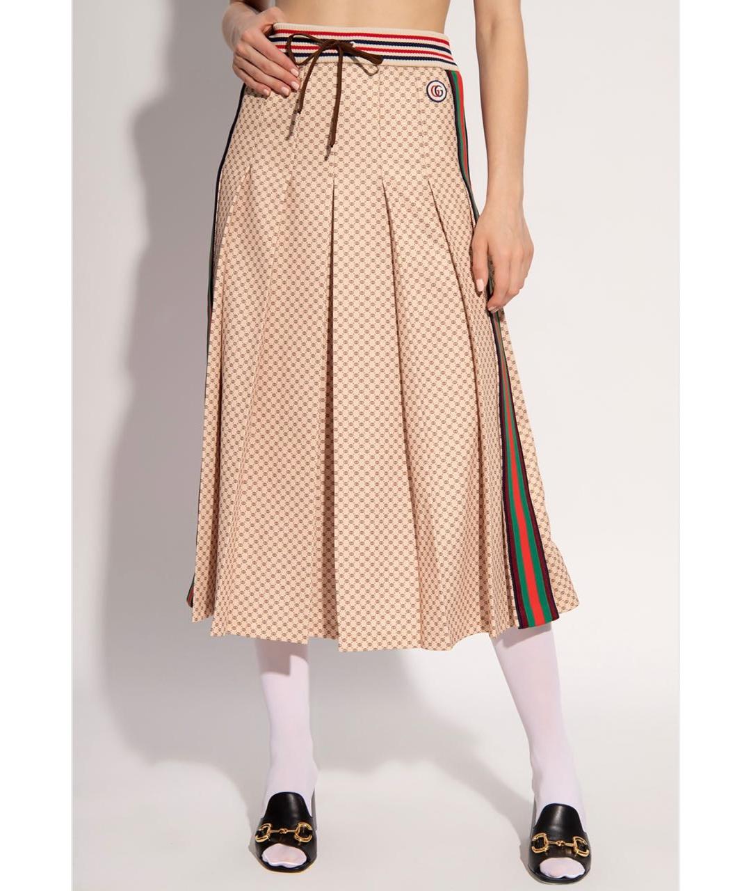 GUCCI Мульти полиэстеровая юбка миди, фото 7