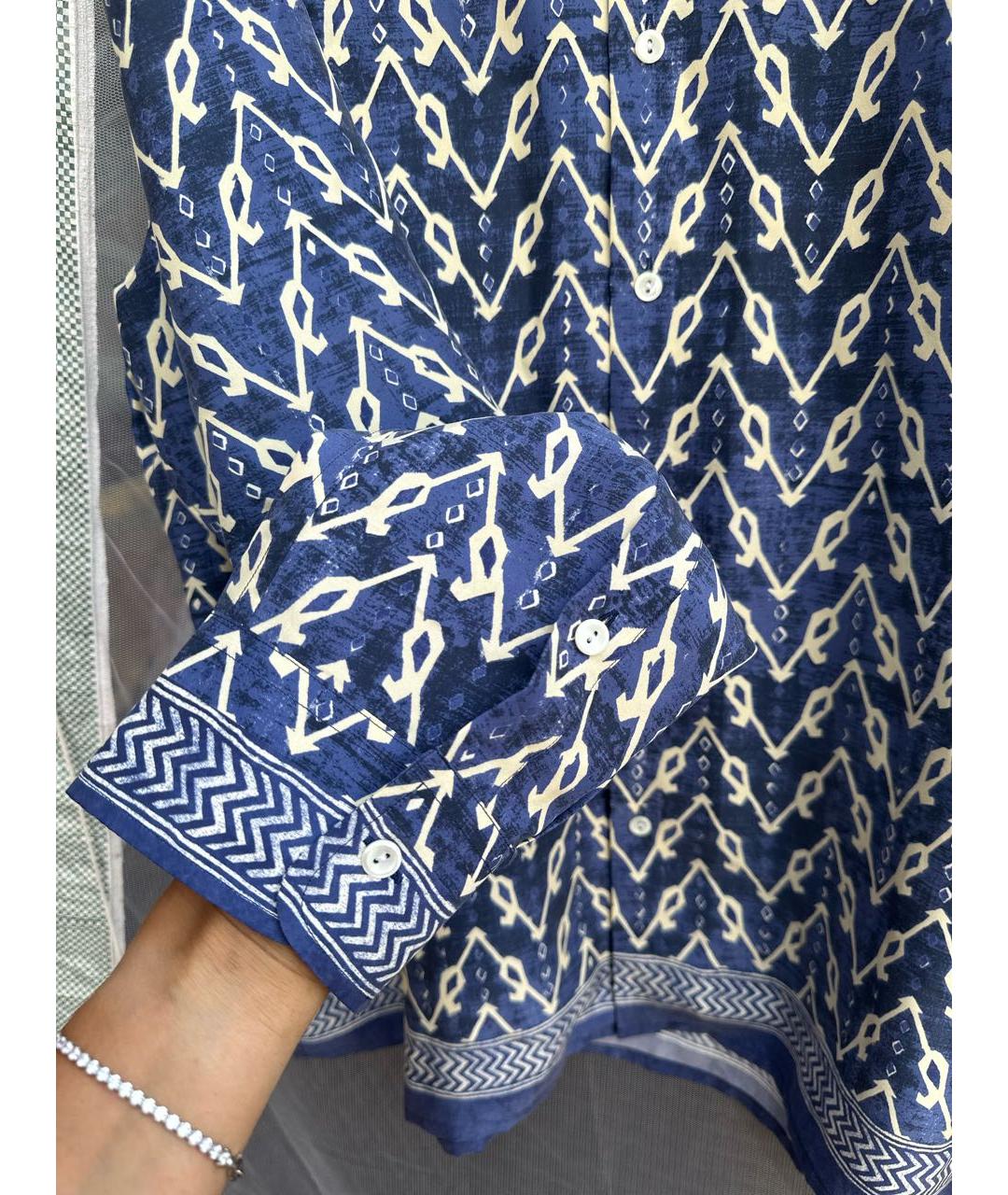 RALPH LAUREN PURPLE LABEL Темно-синяя шелковая кэжуал рубашка, фото 4