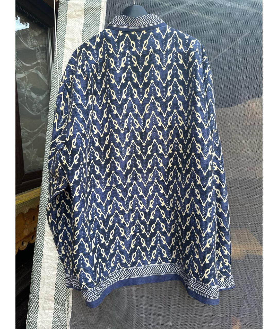 RALPH LAUREN PURPLE LABEL Темно-синяя шелковая кэжуал рубашка, фото 2