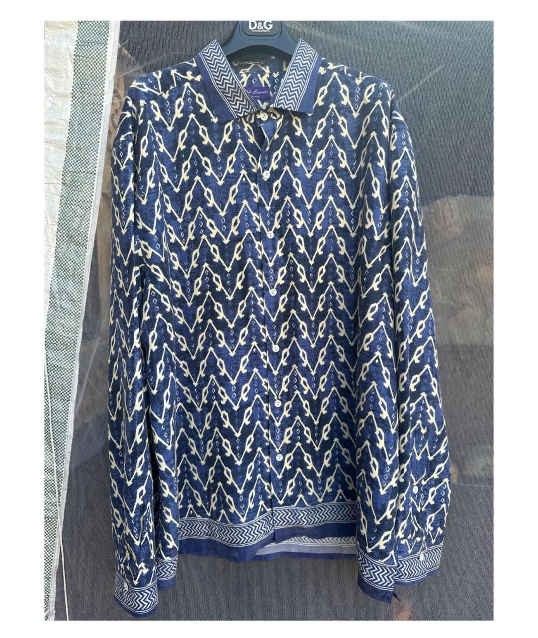 RALPH LAUREN PURPLE LABEL Темно-синяя шелковая кэжуал рубашка, фото 7