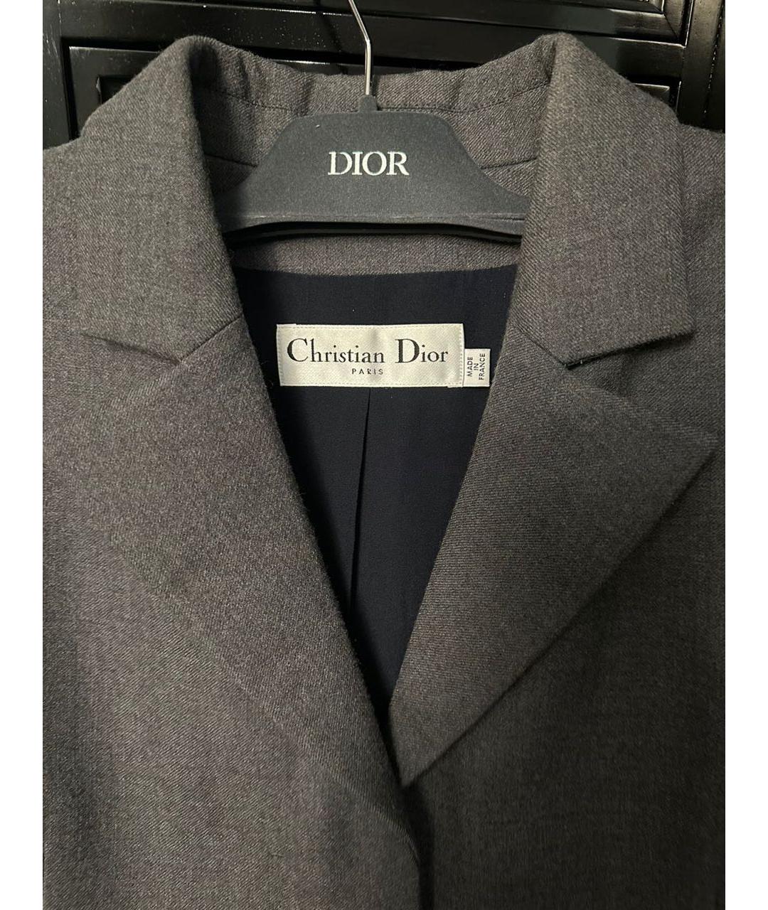 CHRISTIAN DIOR Серое шелковое пальто, фото 3