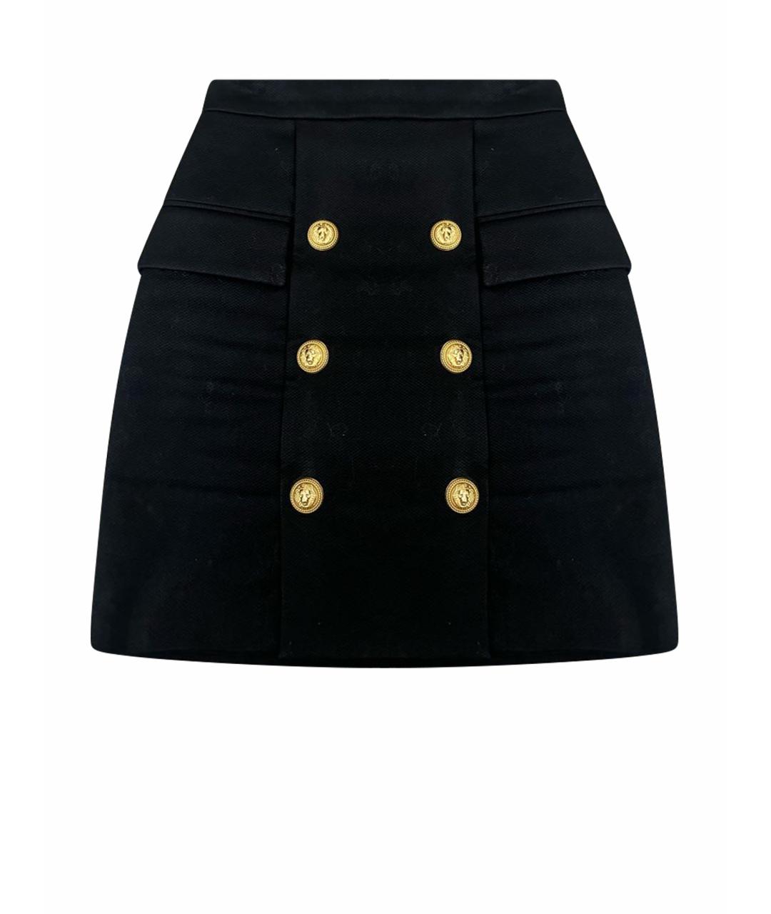 BALMAIN Черная хлопковая юбка мини, фото 1