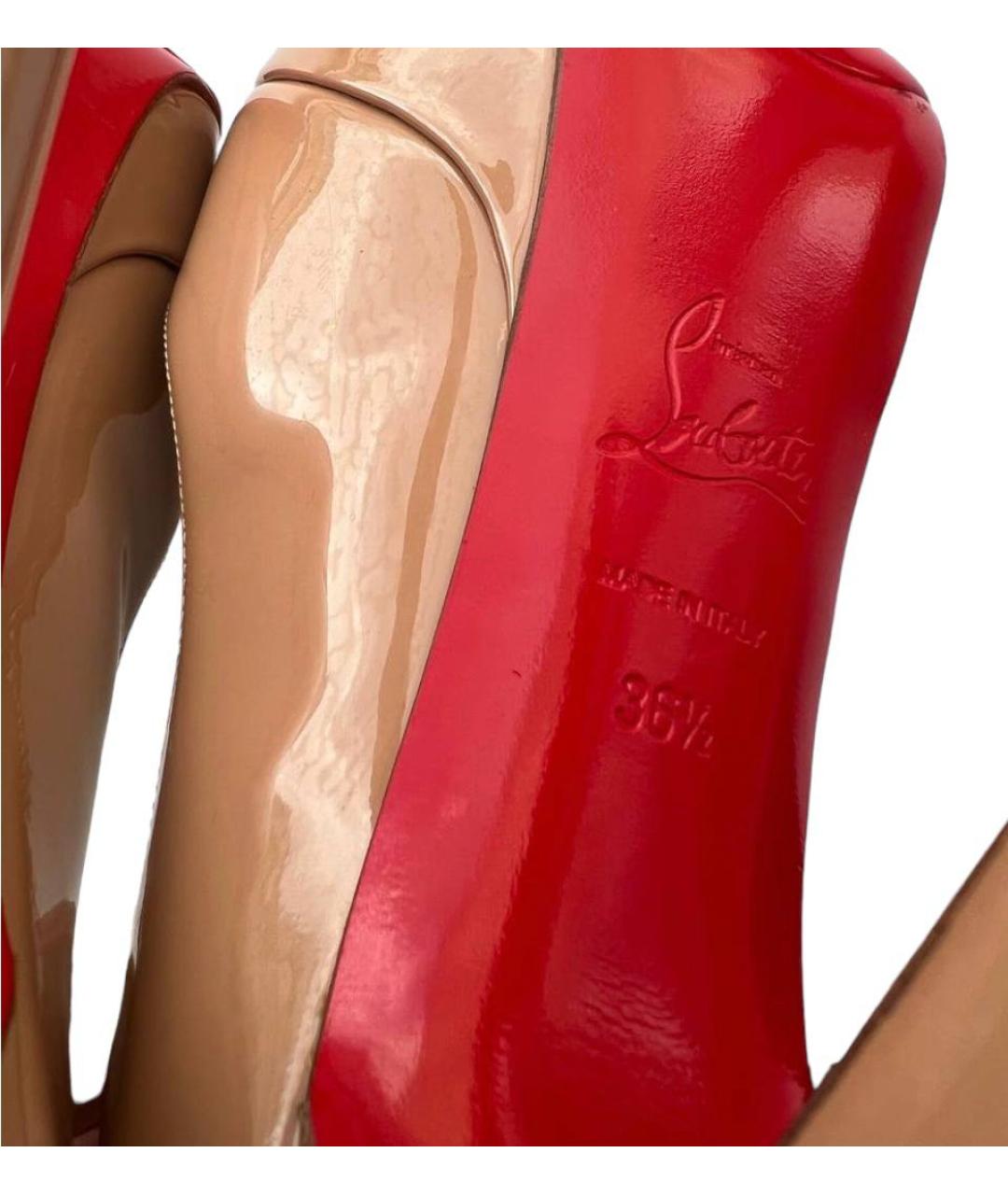 CHRISTIAN LOUBOUTIN Бежевые туфли из лакированной кожи, фото 6