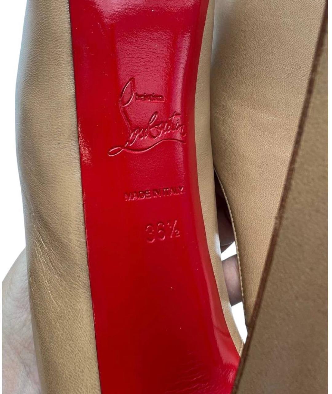CHRISTIAN LOUBOUTIN Бежевые кожаные туфли, фото 6