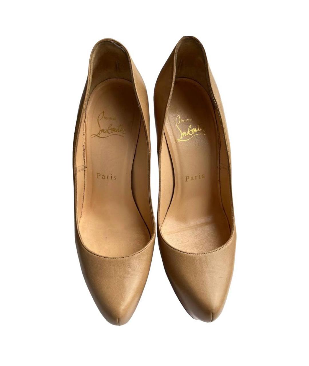 CHRISTIAN LOUBOUTIN Бежевые кожаные туфли, фото 5