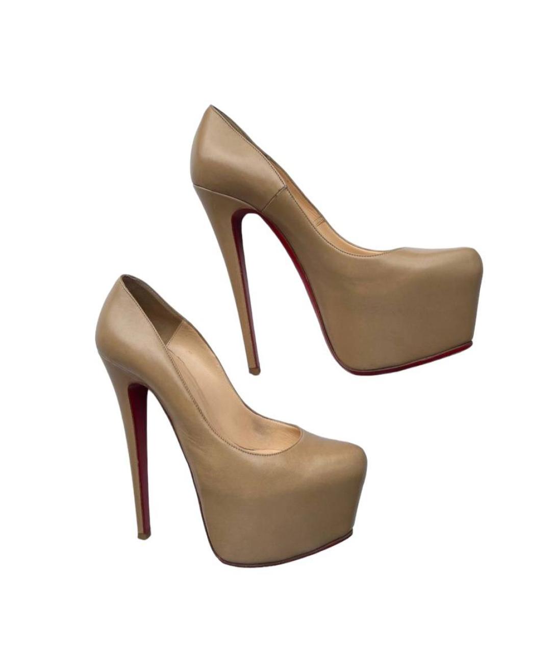 CHRISTIAN LOUBOUTIN Бежевые кожаные туфли, фото 8