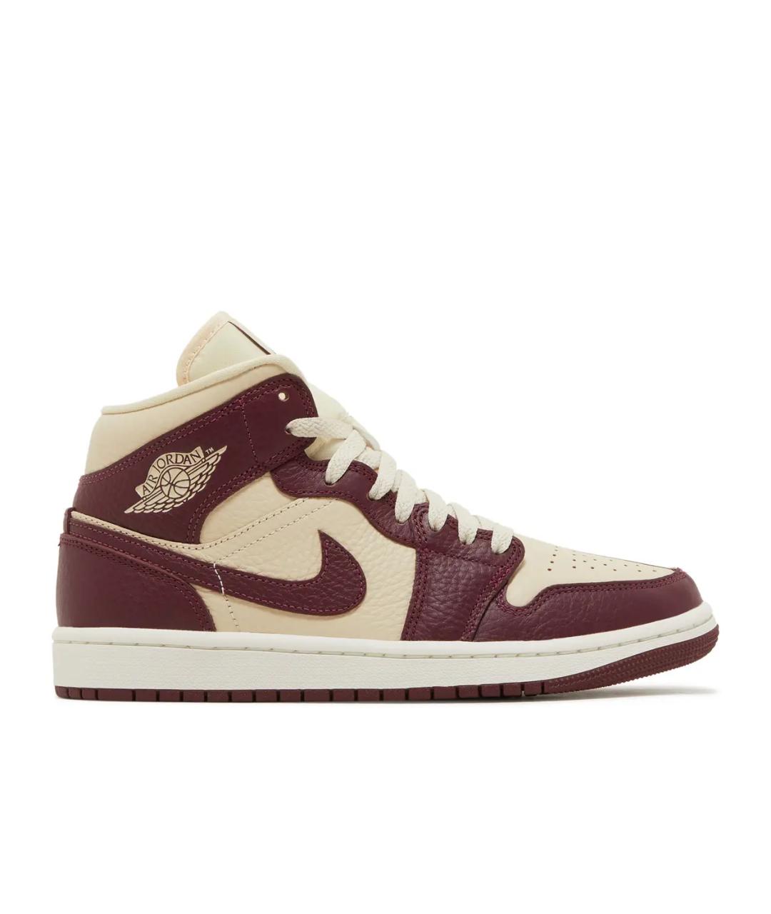 JORDAN Бордовые кожаные кроссовки, фото 1