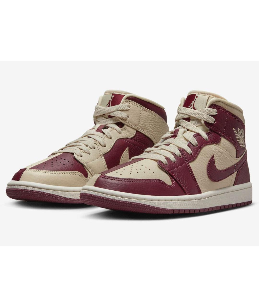 JORDAN Бордовые кожаные кроссовки, фото 2