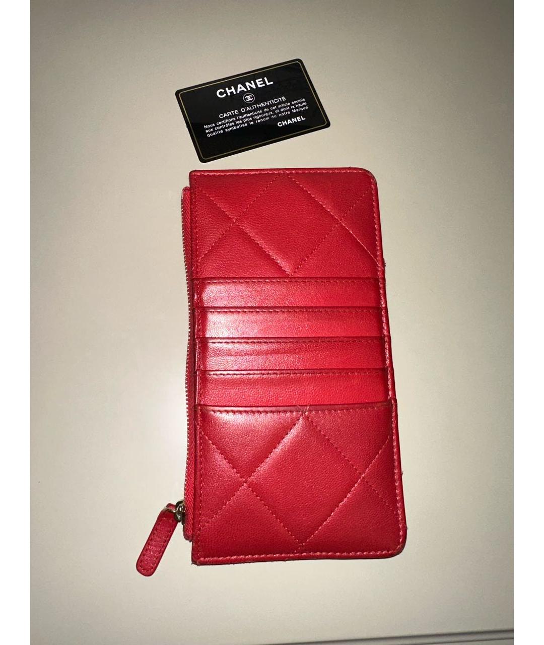 CHANEL Красный кожаный кошелек, фото 3
