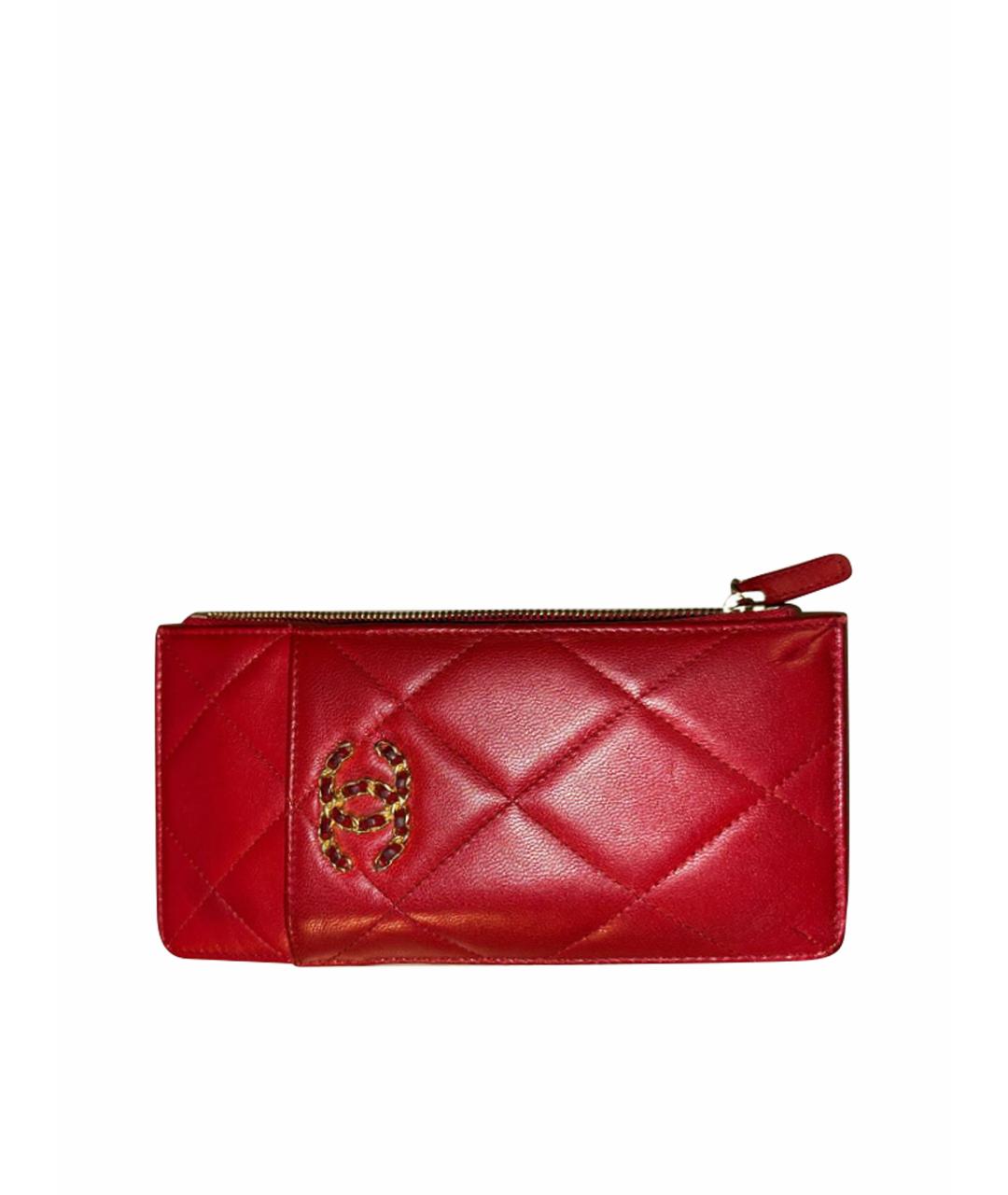CHANEL Красный кожаный кошелек, фото 1