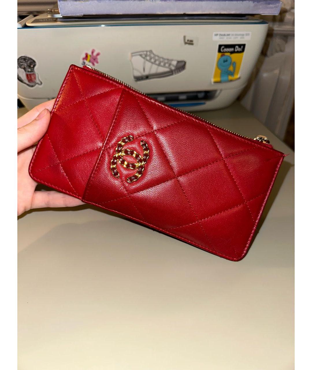 CHANEL Красный кожаный кошелек, фото 2