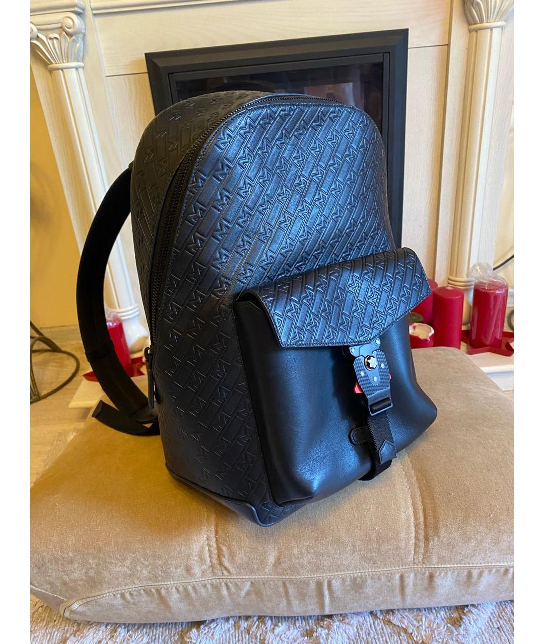 MONTBLANC Черный кожаный рюкзак, фото 2