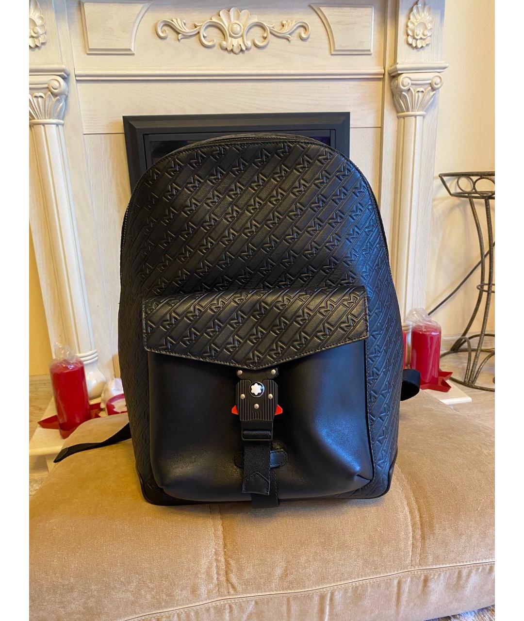 MONTBLANC Черный кожаный рюкзак, фото 5