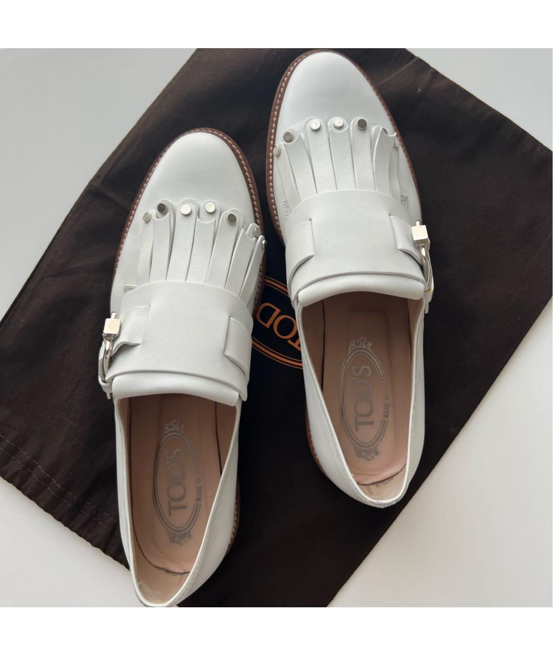 TOD'S Белые кожаные лоферы, фото 5